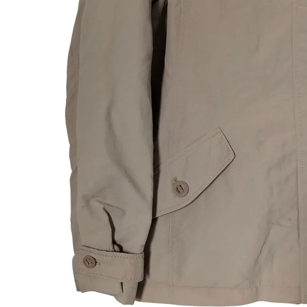 Lands' End Jacket Mens Large 14-16 Tan‎ Khaki Zip Front Button Placket Pockets